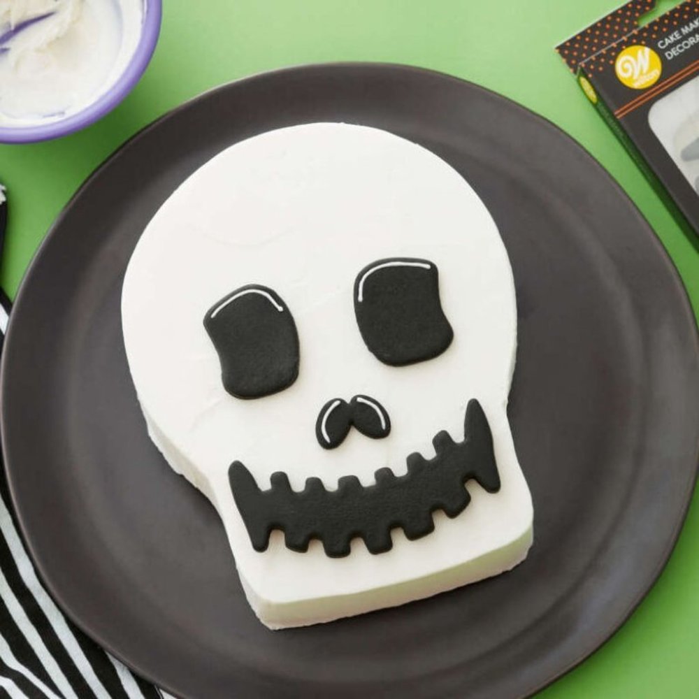 Skull Skeleton Head Cake Icing Decorations 4 Pc Cupcake Baking Wilton Halloween
